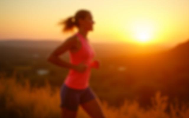 A person jogging outdoors with a sunset backdrop, symbolizing the positive impact of exercise on health.