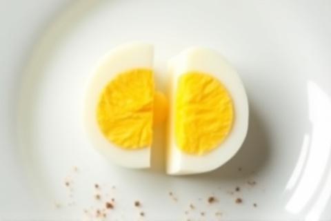 A single hard-boiled egg cut in half.